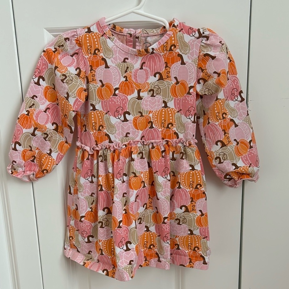 Ruffle Butts Pumpkin Print Long Sleeve Dress